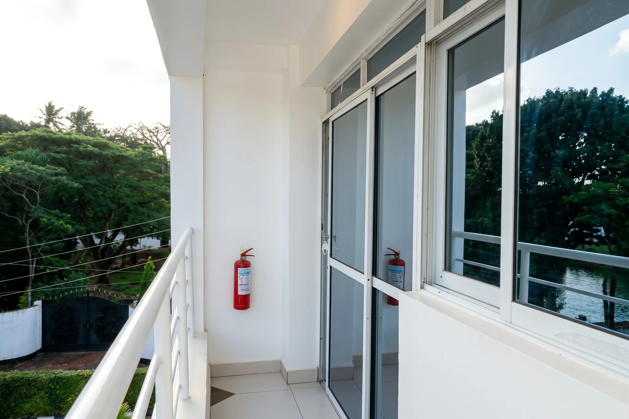 Private staircase and entrance veranda for top floor apartment at Tower Cottages